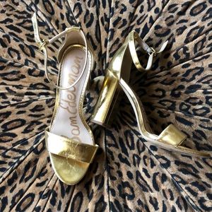 Sam Edelman Gold block heel sandal high 8